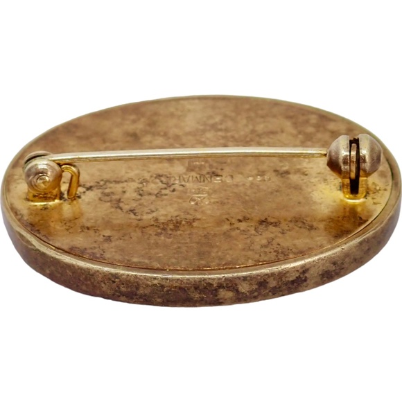 Hans Hansen Signed Denmark 985 GOLD 14K Enamel Flower Brooch Pin Golden 13 grams - Picture 9 of 15